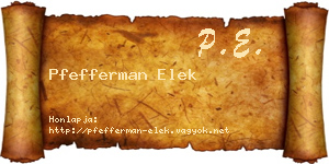 Pfefferman Elek névjegykártya