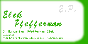 elek pfefferman business card